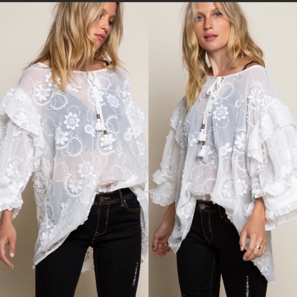 The ALICE Floral Embroidered Peasant Blouse